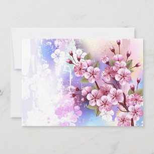 Rosa Sakura auf dem Hintergrund der Malerei Save The Date