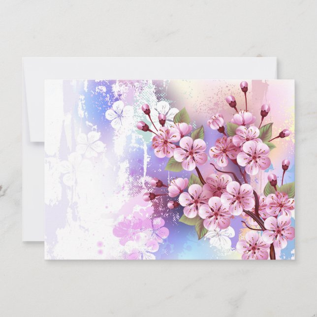 Rosa Sakura auf dem Hintergrund der Malerei Save The Date (Vorderseite)