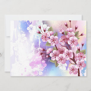 Rosa Sakura auf dem Hintergrund der Malerei Save The Date