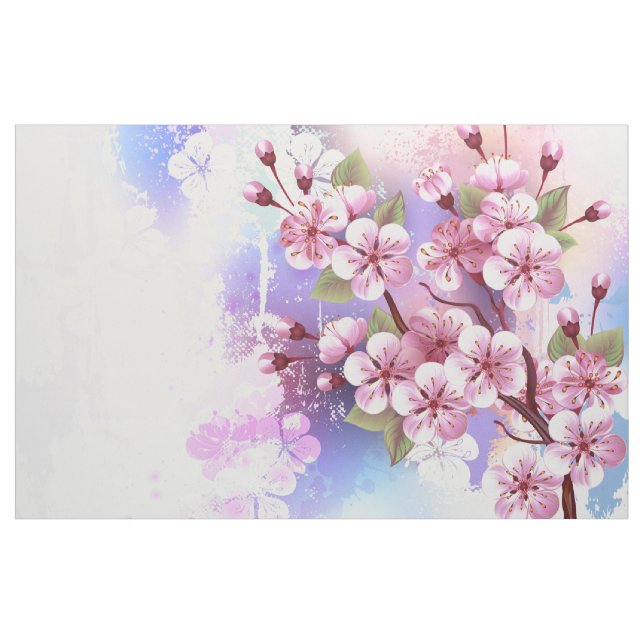 Rosa Sakura auf dem Hintergrund der Malerei Stoff (Yard (91,4 cm))