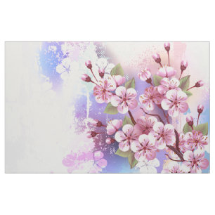 Rosa Sakura auf dem Hintergrund der Malerei Stoff