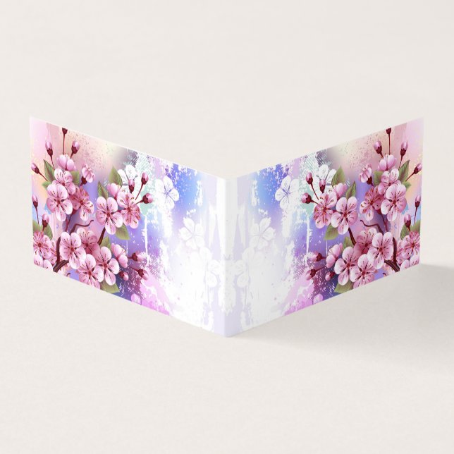 Rosa Sakura auf dem Hintergrund der Malerei Visitenkarten (Vorderseite)