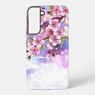 Rosa Sakura auf gemalter Hintergrund Samsung Galaxy Hülle