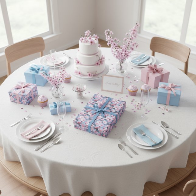 Rosa Sakura blüht botanisches Muster Geschenkpapier (Von Creator hochgeladen)