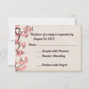 Rosa Sakura blüht RSVP Karten