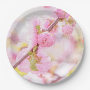 Rosa Sakura-Blume - Blüte der japanischen Kirsche Pappteller