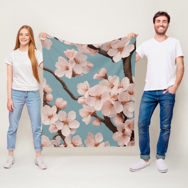 Rosa Sakura-Blume Fleecedecke (Beispiel)