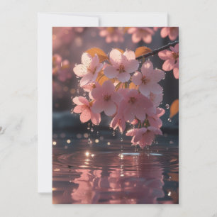 Rosa Sakura-Blume über Wasser Serene Spring Nat Einladung