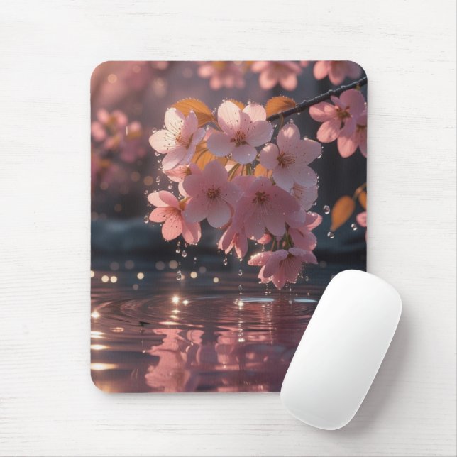 Rosa Sakura-Blume über Wasser | Serene Spring Nat Mousepad (Mit Mouse)