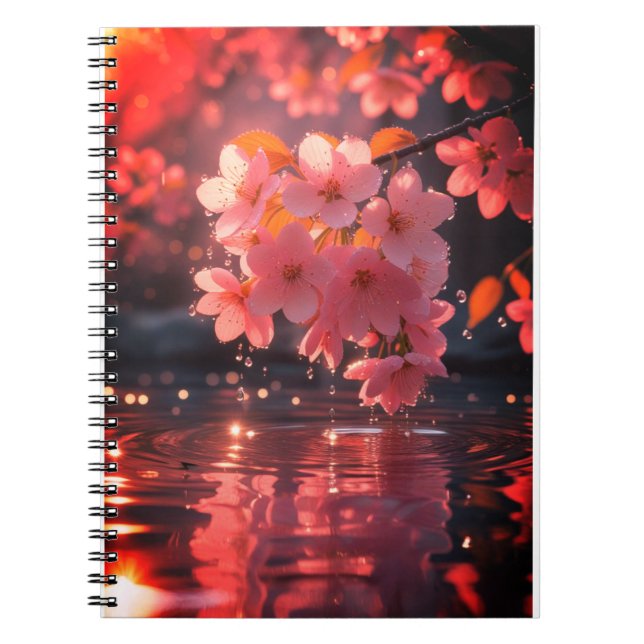 Rosa Sakura-Blume über Wasser | Serene Spring Nat Notizblock (Vorderseite)