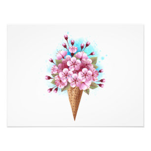 Rosa Sakura-Eis-Waffelhörnchen Fotodruck