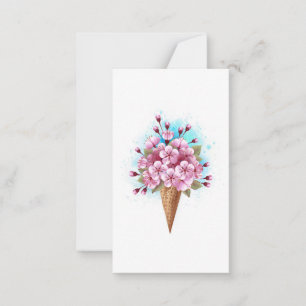 Rosa Sakura-Eis-Waffelhörnchen Mitteilungskarte