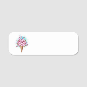 Rosa Sakura-Eis-Waffelhörnchen Namensschild