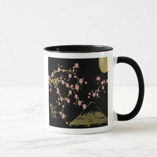 Rosa Sakura Gold Schwarz Japanischer Bildschirm Be Tasse