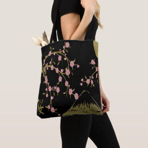Rosa Sakura Gold Schwarz Japanischer Siebdruck Beu
