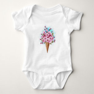 Rosa Sakura Ice Waffel Baby Strampler
