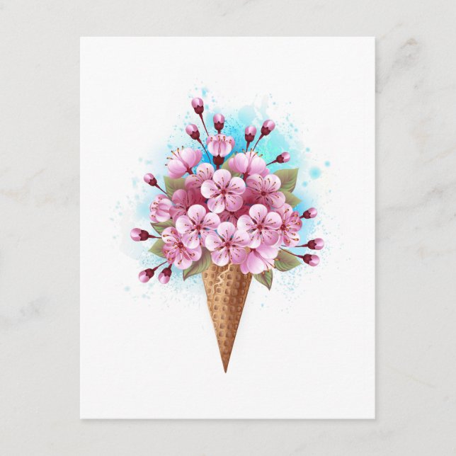 Rosa Sakura Ice Waffel Begleitkarte (Vorderseite)
