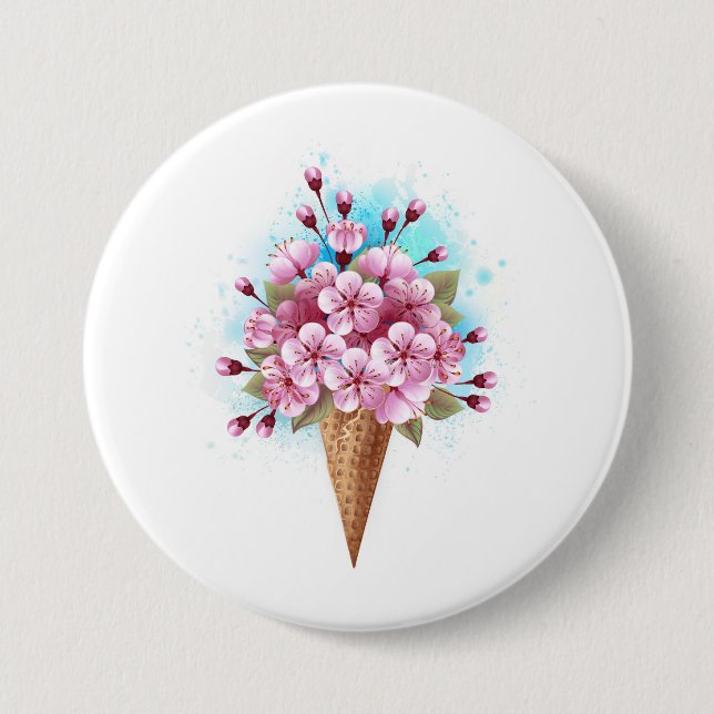 Rosa Sakura Ice Waffel Button (Vorderseite)