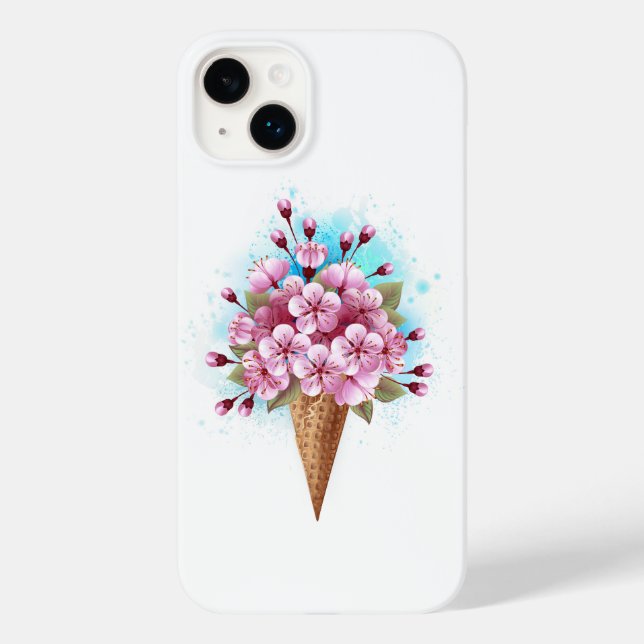 Rosa Sakura Ice Waffel Case-Mate iPhone Hülle (Rückseite)