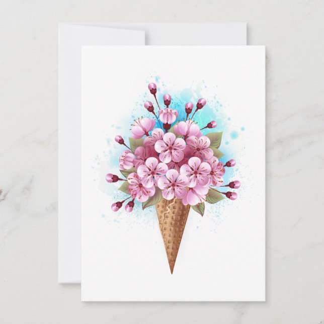 Rosa Sakura Ice Waffel Einladung (Vorderseite)
