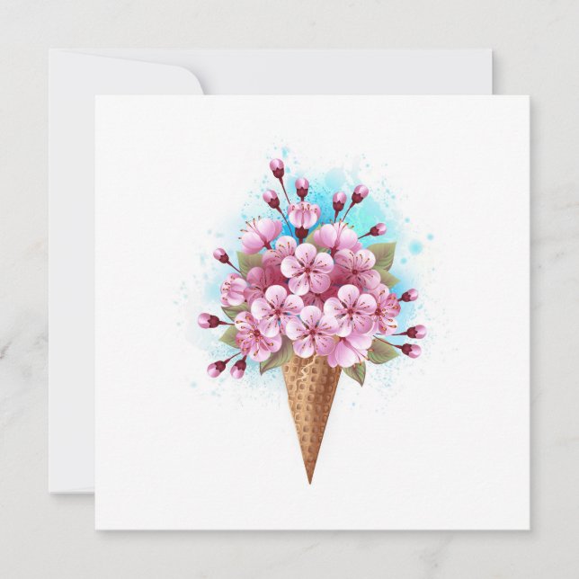 Rosa Sakura Ice Waffel Feiertagskarte (Vorderseite)