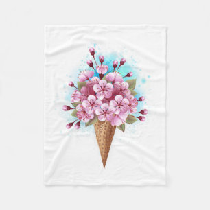 Rosa Sakura Ice Waffel Fleecedecke