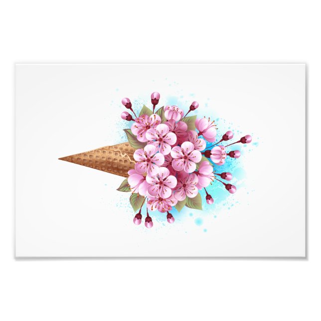 Rosa Sakura Ice Waffel Fotodruck (Vorne)