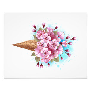 Rosa Sakura Ice Waffel Fotodruck