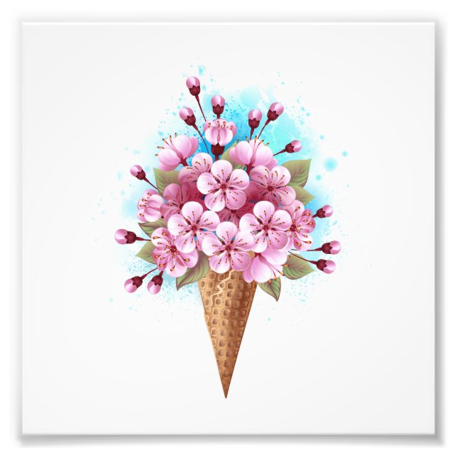 Rosa Sakura Ice Waffel Fotodruck (Vorne)