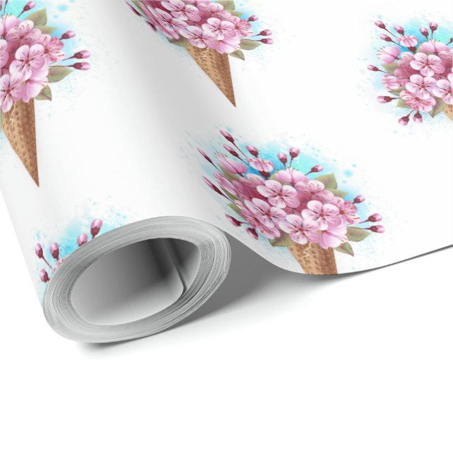 Rosa Sakura Ice Waffel Geschenkpapier (Rolleneckpunkt)