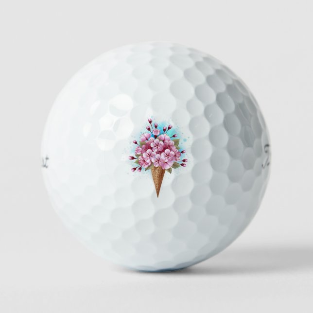 Rosa Sakura Ice Waffel Golfball (Vorderseite)