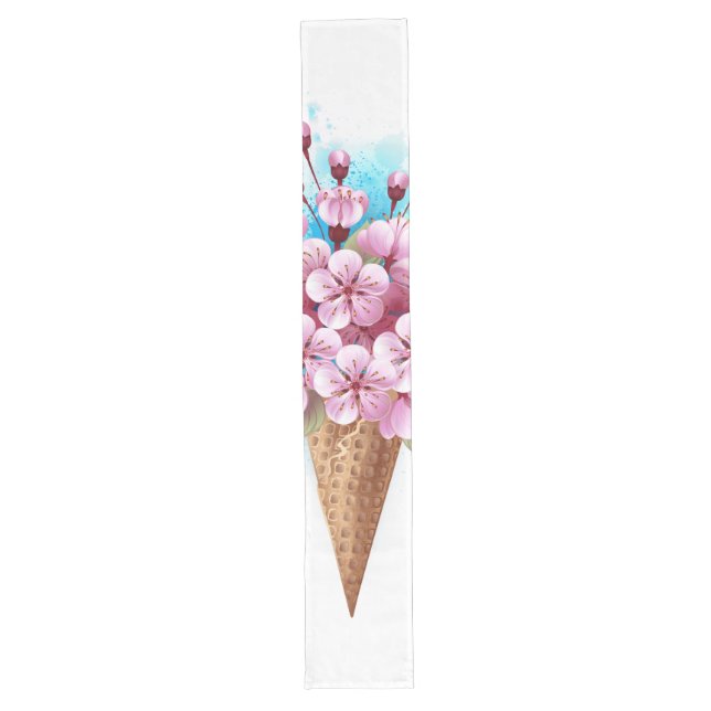 Rosa Sakura Ice Waffel Großer Tischläufer (Vorderseite)