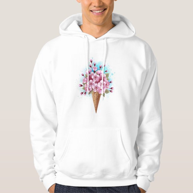 Rosa Sakura Ice Waffel Hoodie (Vorderseite)
