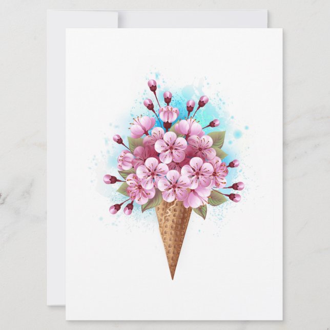 Rosa Sakura Ice Waffel Karte (Vorderseite)