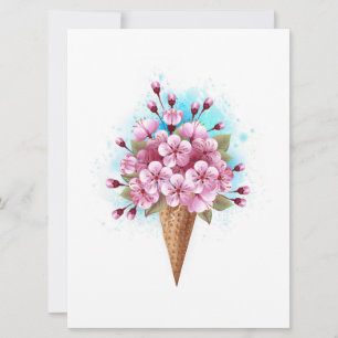 Rosa Sakura Ice Waffel Karte