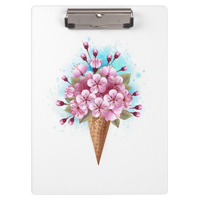 Rosa Sakura Ice Waffel Klemmbrett (Vorderseite)