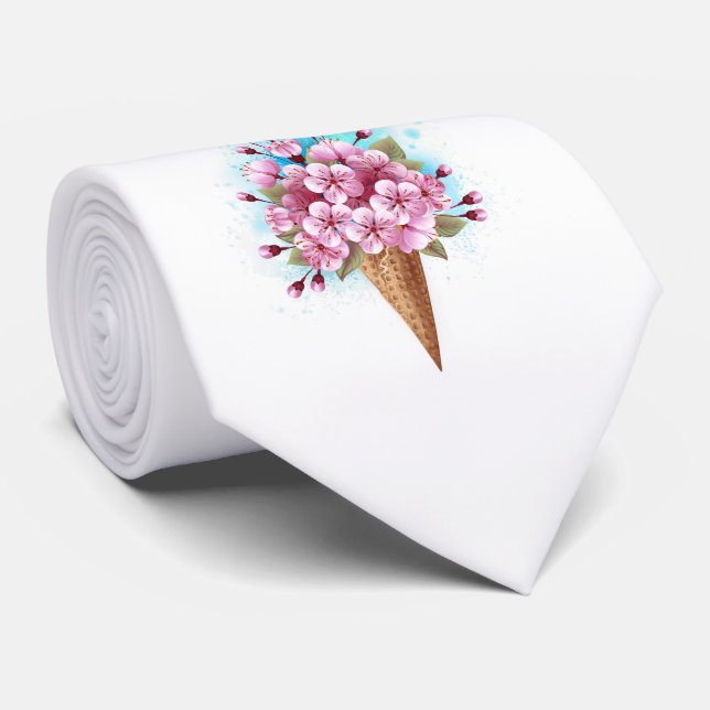 Rosa Sakura Ice Waffel Krawatte (Gerollt)