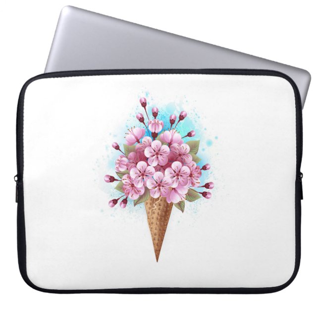 Rosa Sakura Ice Waffel Laptopschutzhülle (Vorderseite)