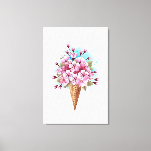 Rosa Sakura Ice Waffel Leinwanddruck (Vorderseite)