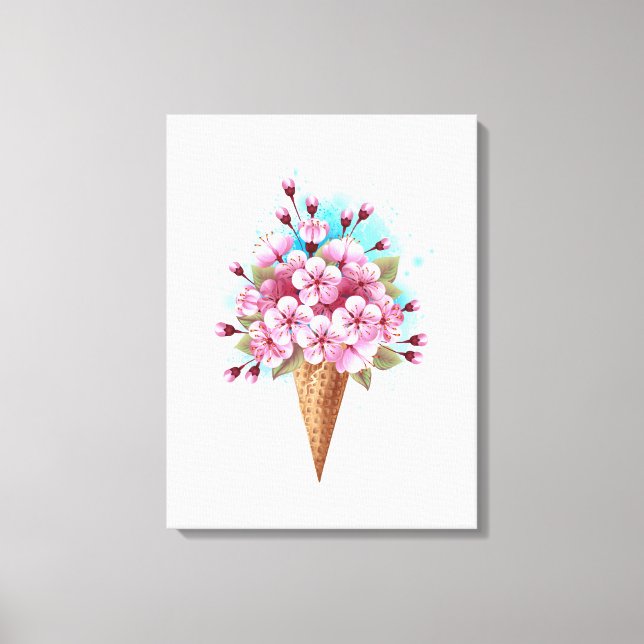 Rosa Sakura Ice Waffel Leinwanddruck (Vorderseite)