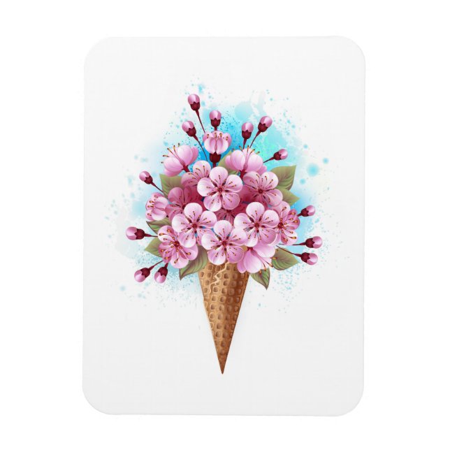 Rosa Sakura Ice Waffel Magnet (Vertikal)