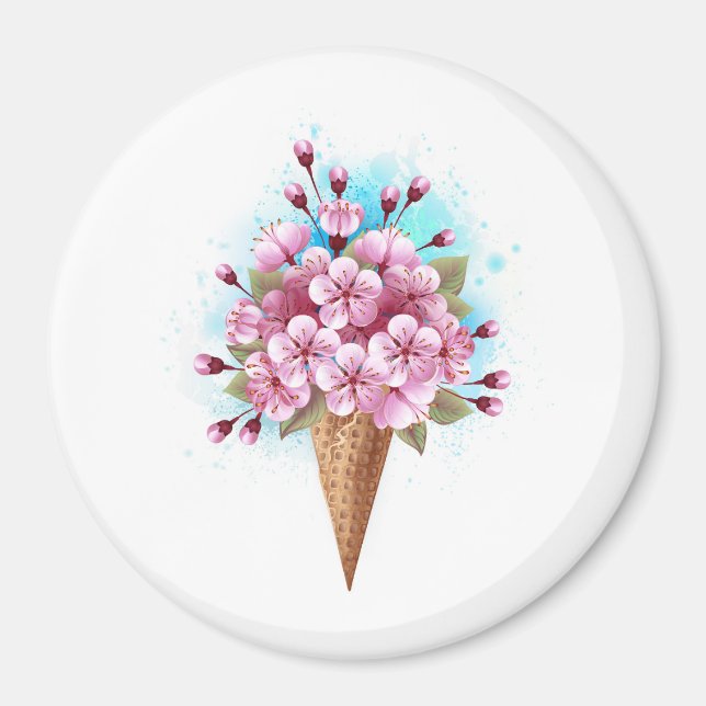 Rosa Sakura Ice Waffel Magnet (Vorne)