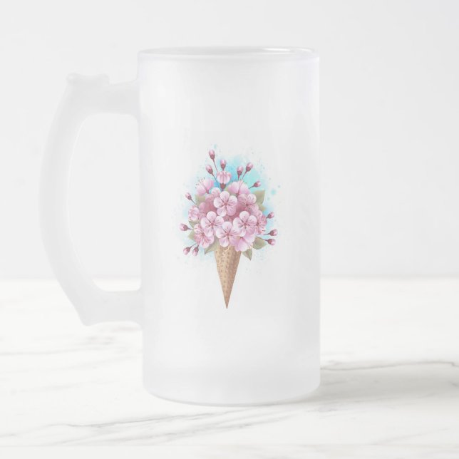 Rosa Sakura Ice Waffel Mattglas Bierglas (Links)