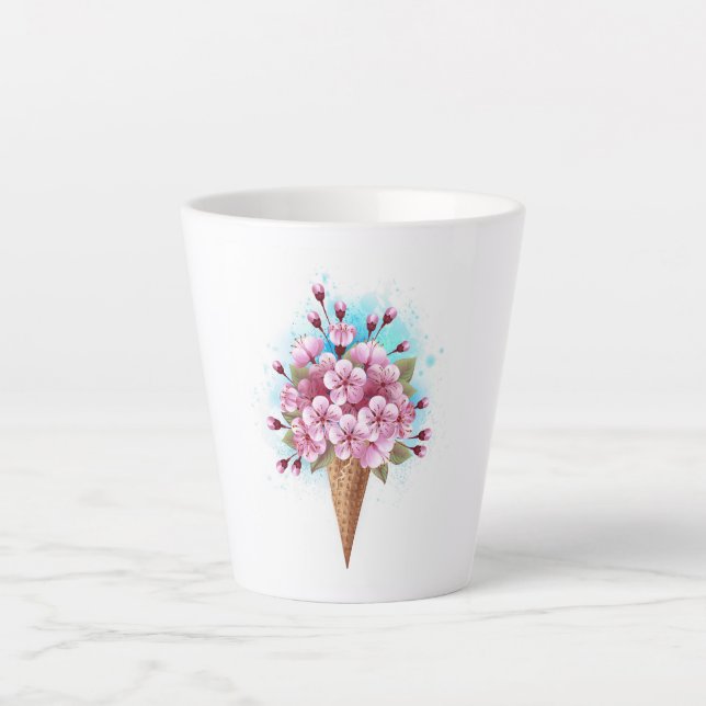 Rosa Sakura Ice Waffel Milchtasse (Vorderseite)