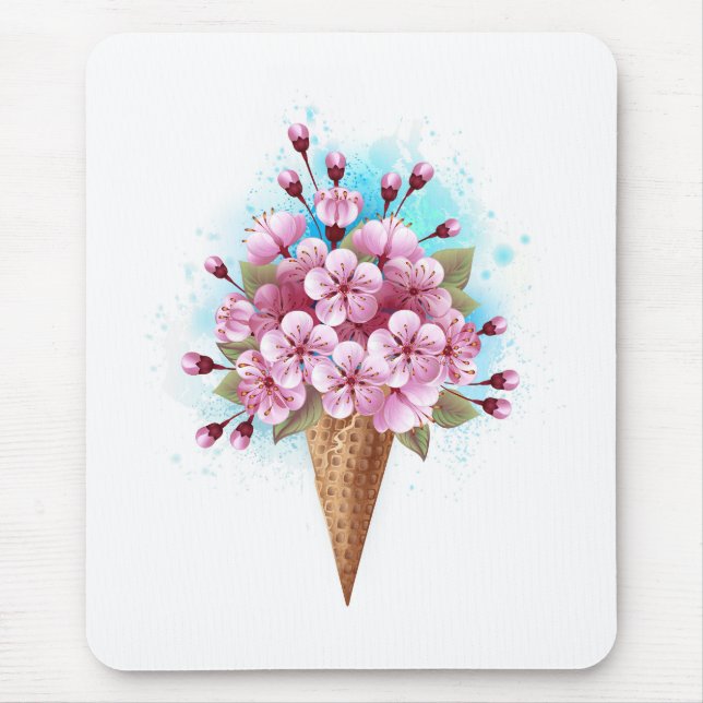 Rosa Sakura Ice Waffel Mousepad (Vorne)