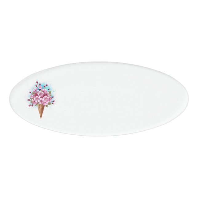 Rosa Sakura Ice Waffel Namenschild (Vorderseite)