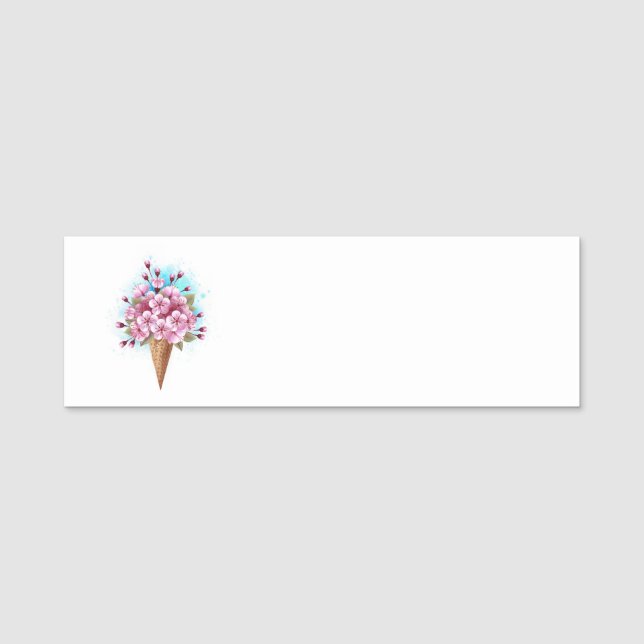 Rosa Sakura Ice Waffel Namensschild (Vorderseite)