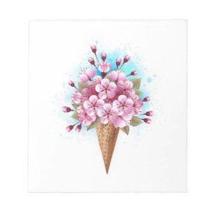 Rosa Sakura Ice Waffel Notizblock