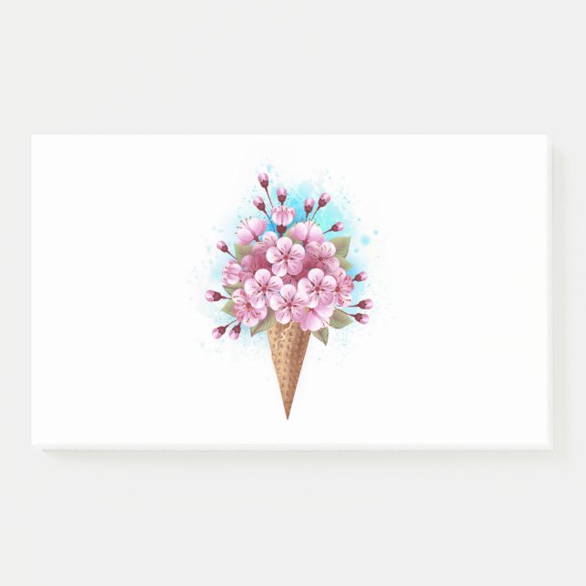 Rosa Sakura Ice Waffel Post-it Klebezettel (Vorderseite)