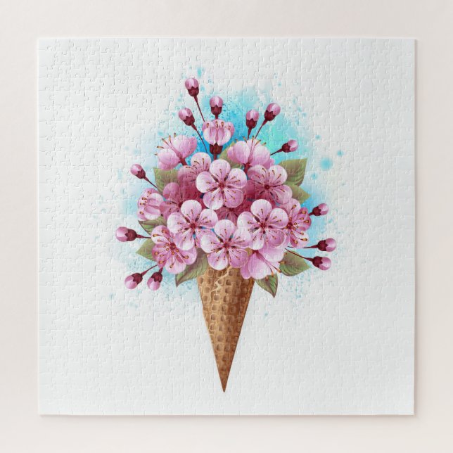 Rosa Sakura Ice Waffel Puzzle (Vertikal)